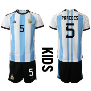 Argentina Leandro Paredes #5 Domaci Dres za Dječji SP 2022 Kratak Rukavima (+ kratke hlače)